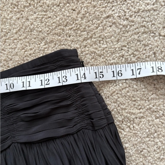 Ramy Brook Jessy Black Midi Shirred Asymmetrical Front Side Skirt Size 4 - Picture 13 of 15